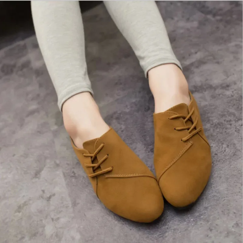 

HENGSONG Fashion Women Fashion Flat Shoes Shoes Casual Solid Color Nubuck Leather Lace Up Round Toe SaERtilhas zaERtos mujer