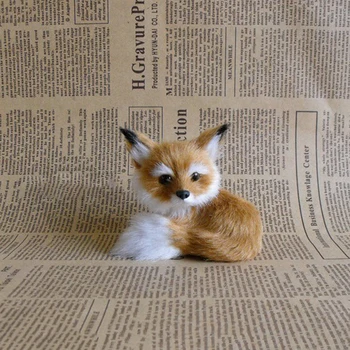 

Simulation brown fox toy furs squatting fox model home decoration Animals World with Static Action Figures Toys Gift for Kids