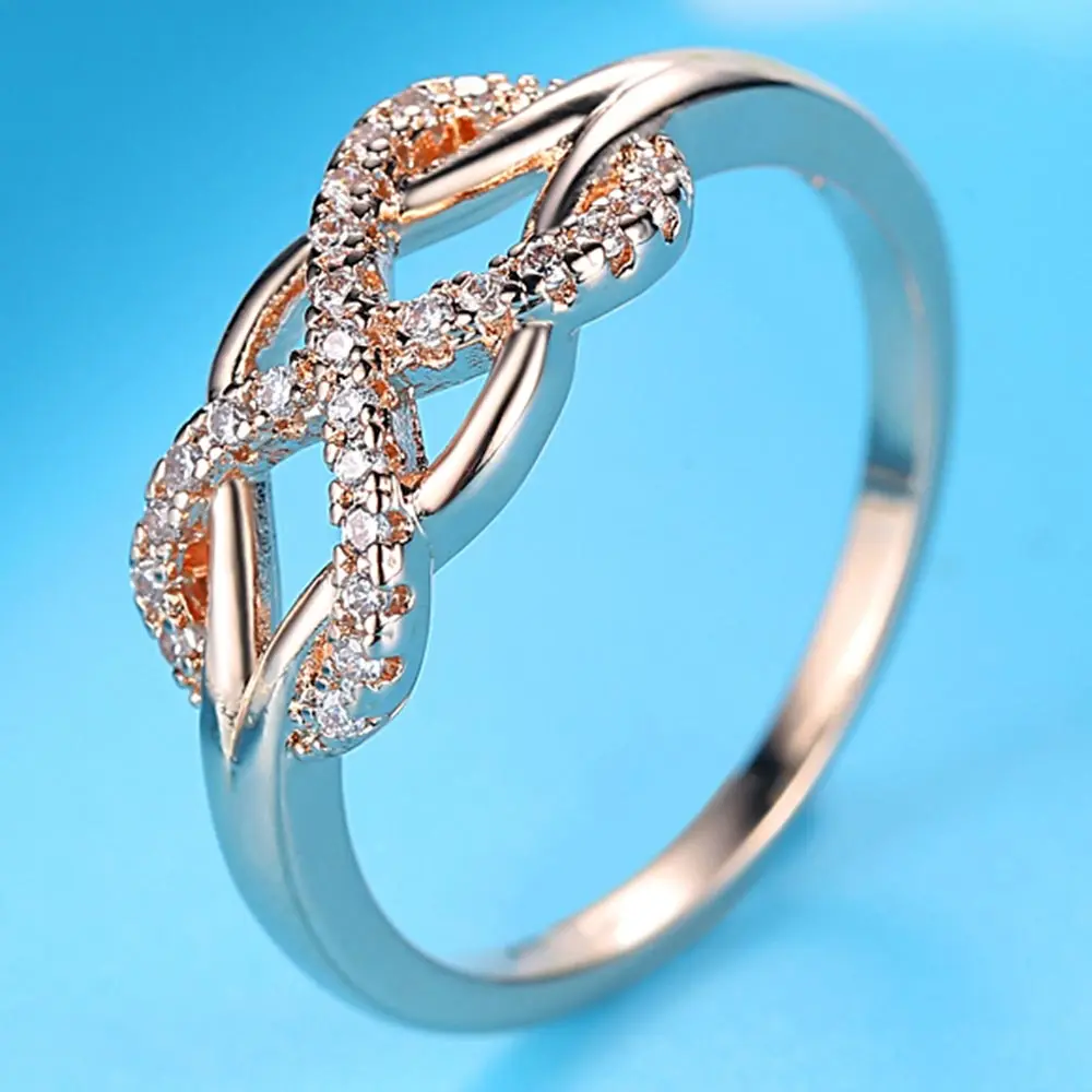 Beiver новые кольца с фианитами и кристаллами для женщин, модный дизайн, массивное кольцо из розового золота, свадебные украшения