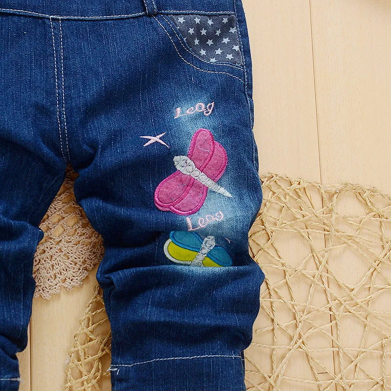 BibiCola/джинсовые штаны для маленьких девочек; сезон весна-осень; newbron; джинсовые штаны с рисунком бабочки для девочек; комбинезон для малышей; комбинезоны для девочек
