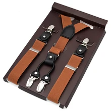 Подтяжки Женские повседневные подтяжки модные 4 зажима платье брюки подтяжки эластичные кожаные подтяжки регулируемые ремни новые 2,5*110 см