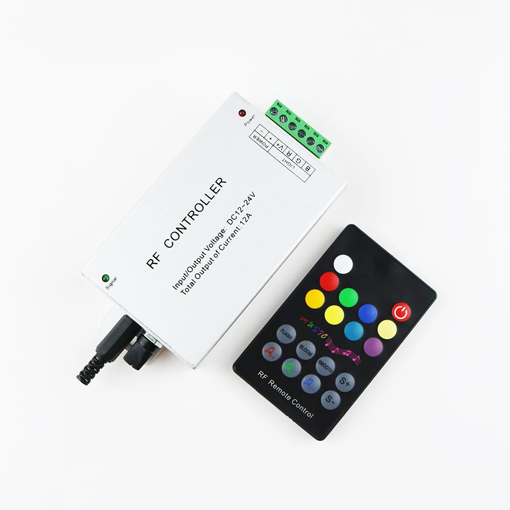 RGB Led Music Controller 18 Key DC12V 24V Audio Sound 3 Channel*4A 12A