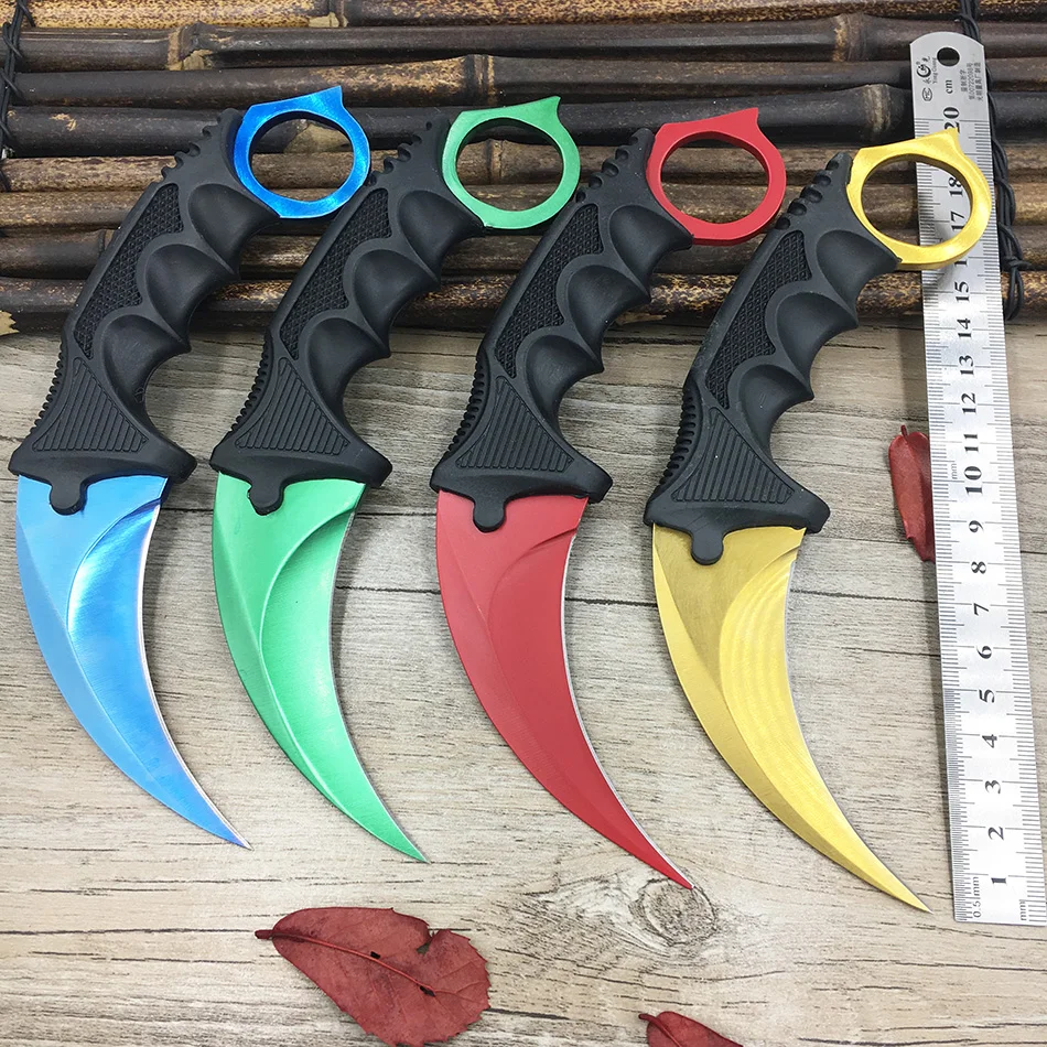 CS GO коготь счетчика удара Karambit нож шеи нож с оболочкой зуб тигра настоящая игра нож Радуга Кемпинг Фиксированное Лезвие Нож