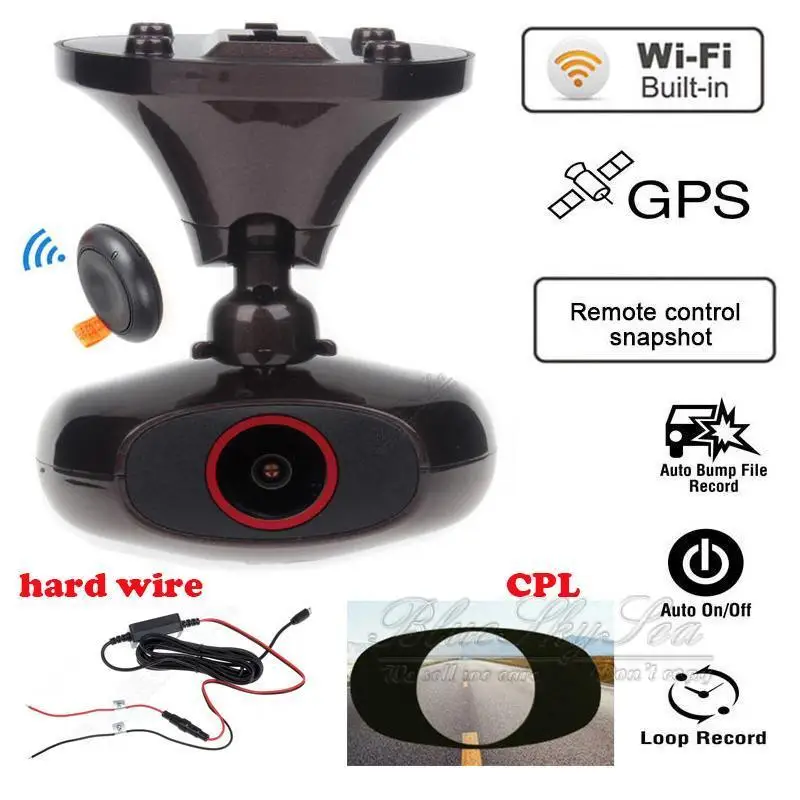 Free shipping Car Dash Cam DDPAI M6 Plus HD 1440P WIFI GPS Camera DVR CPL Filter