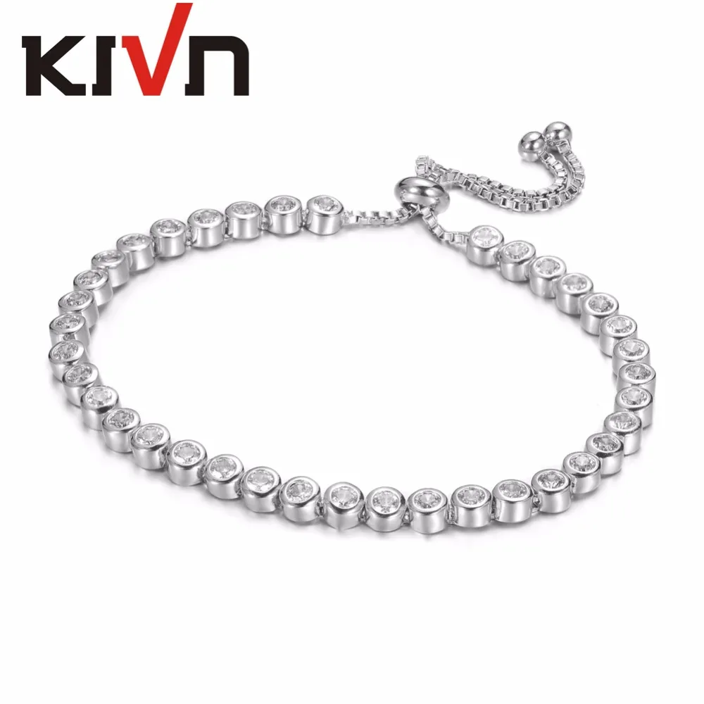 Модные ювелирные изделия KIVN Регулируемый CZ фианит свадебные браслеты для