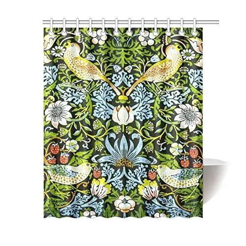 

NANAZ Custom William Morris Strawberry Thief Vintage Floral Bathroom Waterproof Fabric 60x72 inch Shower Curtain
