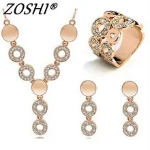 ZOSHI-collar de cristal brillante para mujer, joyería de moda, conjunto de joyería de oro para boda, accesorios de vestido