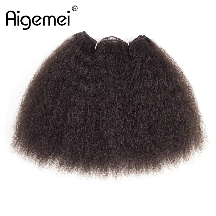 Aigemei, 8 дюймов, 14 дюймов, синтетические волосы для наращивания, короткие, кудрявые, прямые, волнистые волосы, пучок волос для женщин, 1 шт./лот - изображение