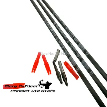 

New ELONG 20Pcs 30" SP400 Pure Carbon Shaft Nock Aluminum insert Screw Points For DIY Hunting Shooting Arrow Free Shipping