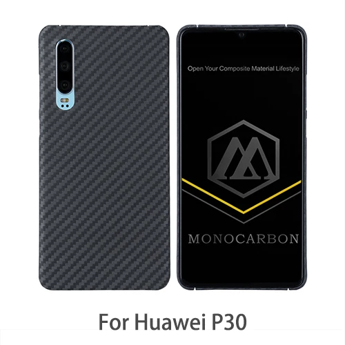 MONOCARBON арамидного волокна чехол для huawei P30 P30Pro с 4 с цельными краями Тонкий углеродного волокна защитные чехлы пуленепробиваемый Материал - Цвет: For Huawei P30