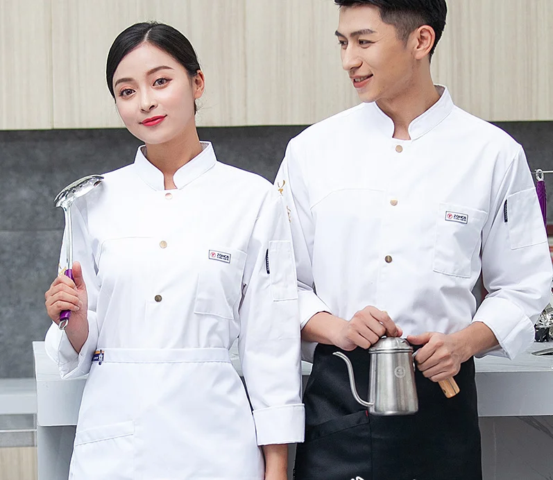 

M-3XL High Quality Wholesale Unisex Kitchen Cooker Chef Uniforms Bakery Food Service Short Sleeve Breathable Chef Jacket & Apron