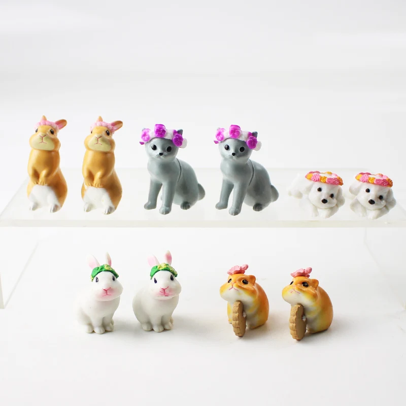 

10pcs/lot Simulation Animal Doll Rabbit Dog Cat PVC Figure Toy Collection Model Doll Lovely Christmas Children Gift