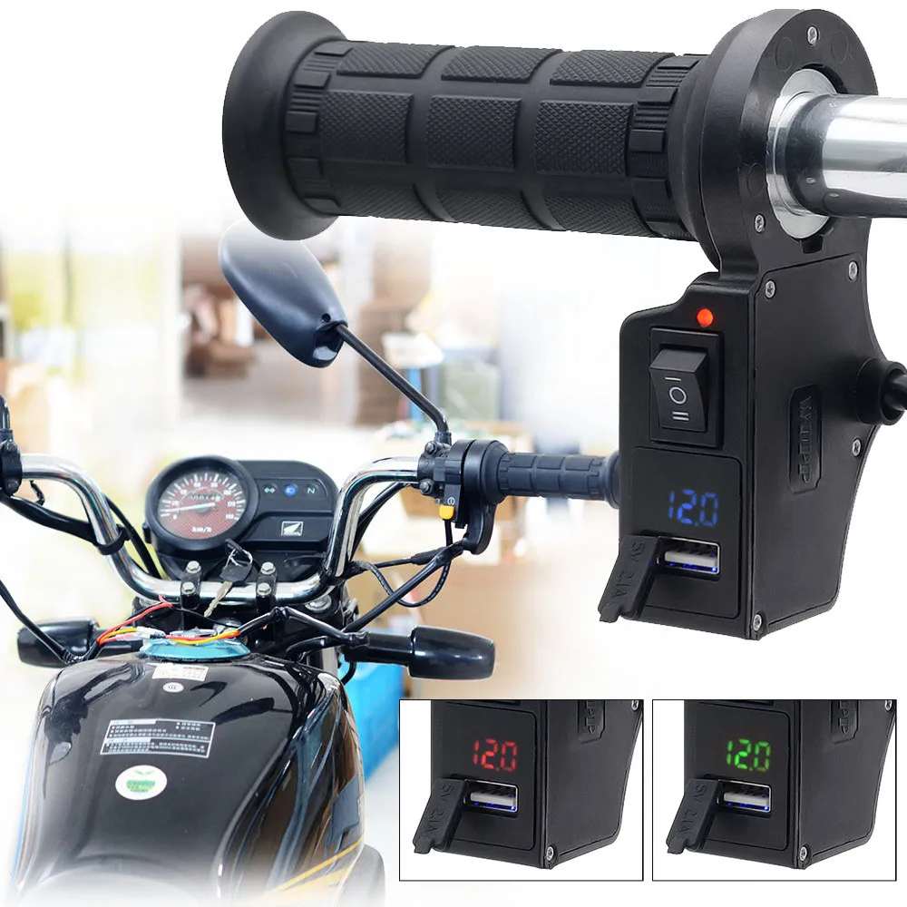 Motorcycle 3in1 Handlebar Electric Hot Heated Grips Handle Voltage USB