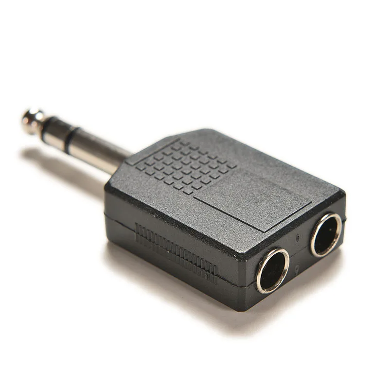6.35mm 1//4/" Plug to 2 RCA Female Jack Audio Adapter Y Splitter Converter Stereo