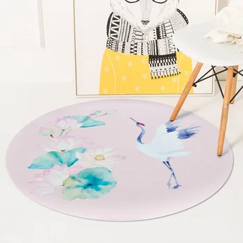 

Auspicious Crane Peacock Round Carpets For Living Room Computer Chair Round Mat Area Rug Bedroom Home Decoration Tapetes R599