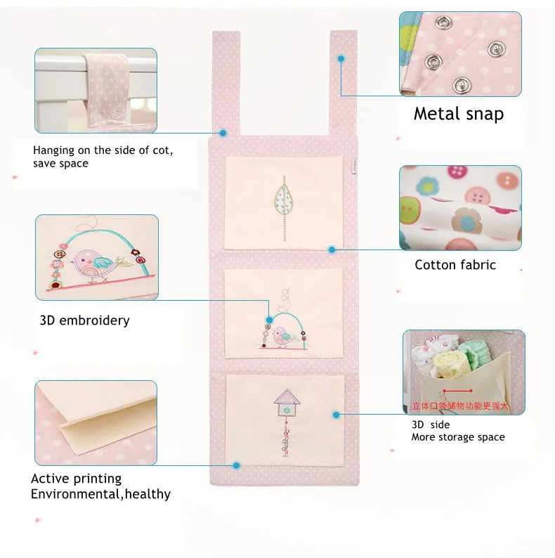 Baby Cribs Cot Side Pocket Infant Storage Bed Bumper Bag Sorting Organizer Bag Baby Nordic Baby Decoration Room Decorative Fence (4)