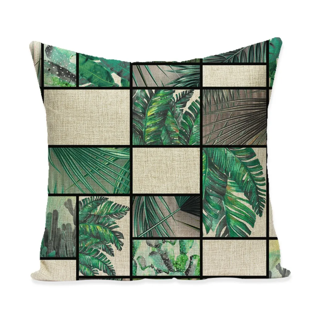 

Pumelo Tree Geometric Cushion Cover with Tropical Leaves Decoration for Home Sofa Chair and Cars Pillow Case Home Accessories
