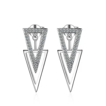 

Fashion Creative 925 Silver Hollow Triangle Zircon Stud Earring For Girls Women Lady Rose Gold Color Party Earring Jewelry ED431