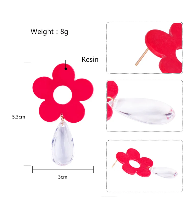 YUQINQIN Trendy Drop Earrings for Women 2018 Statement Acrylic Flower Dangling Earings Fashion Elegant Resin Summer Earring (3)