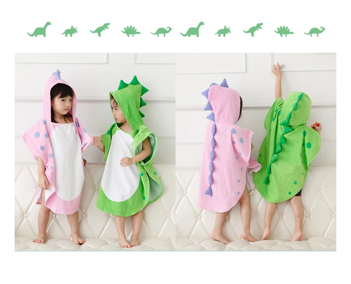 Пончо с капюшоном и лапой динозавра/детское банное полотенце с капюшоном/Детские пляжные полотенца/Детские пончо