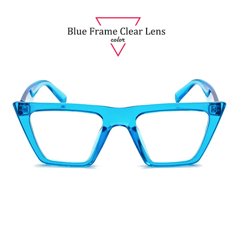 ALOZ MICC, модные женские очки кошачий глаз, оправа, индивидуальная большая оправа, прозрачные линзы, очки для женщин,, трендовая оправа для очков, Q483 - Цвет оправы: Blue Frame Clear