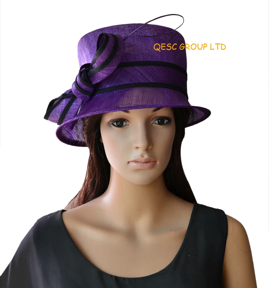 Новая Черная Свадебная женская шляпа Sinamay, Панама-чародей с длинным страусиным позвоночником для Дерби в Кентукки и церкви. Ширина полей 8 см