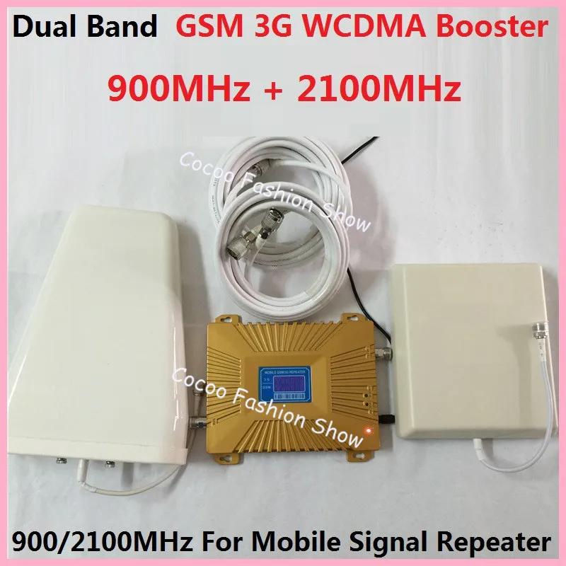 

High quality GSM 3G Repeater Celullar Signal Booster With Antenna GSM 2G 900Mhz 3G WCDMA 2100Mhz Mobiel Phone Signal Amplifier