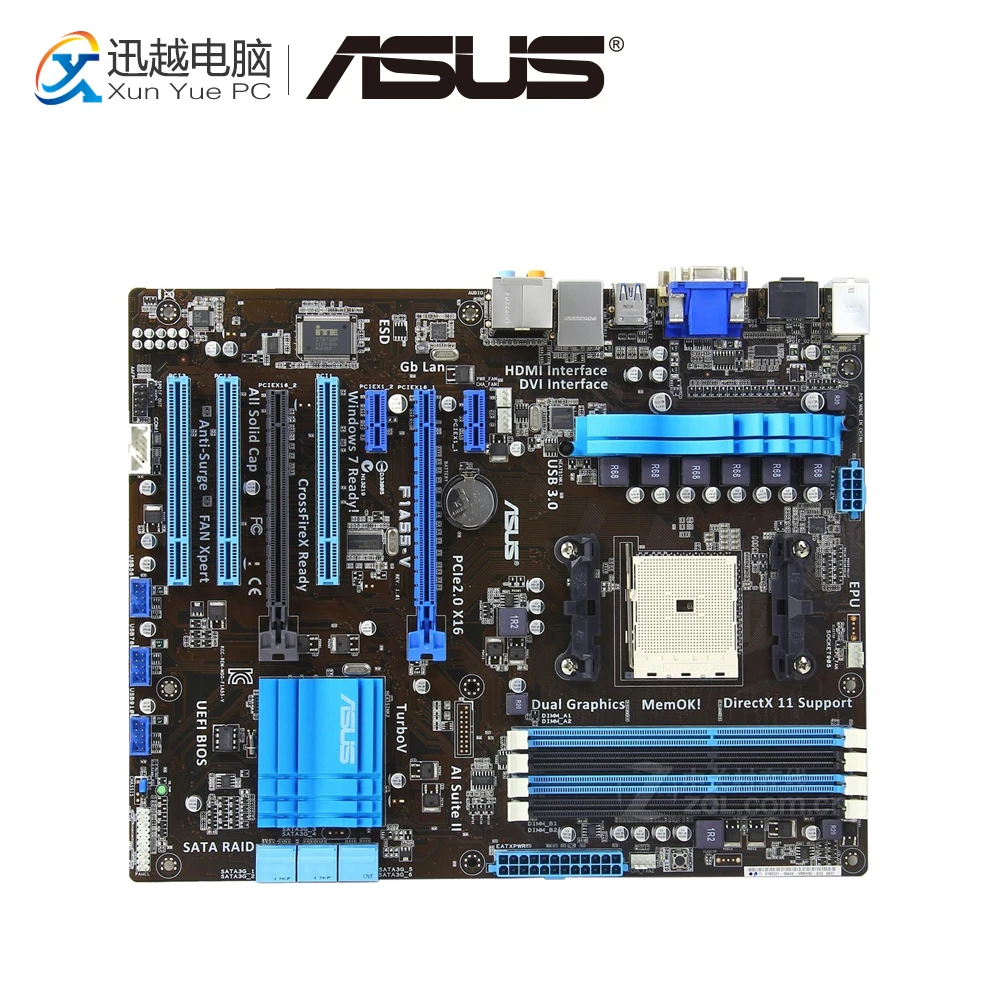 

Asus F1A55-V Desktop Motherboard A55 Socket FM1 DDR3 16G SATA2 USB3.0 ATX
