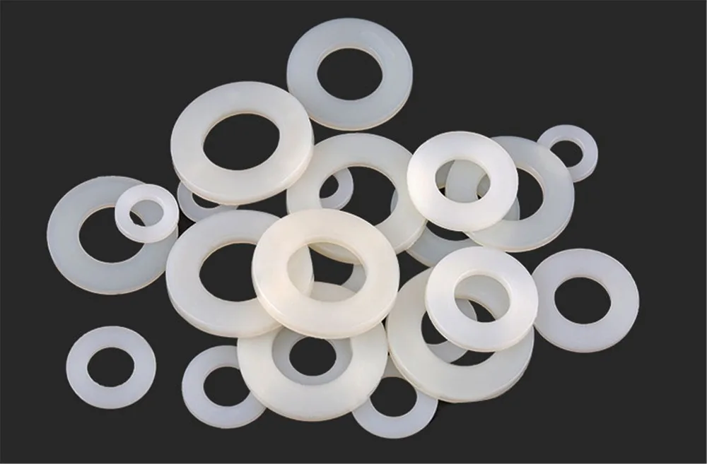 

100Pcs DIN125 ISO7089 M2 M2.5 M3 M4 M5 M6 M8 M10 M12 White Plastic Nylon Washer Plated Flat Spacer Seals Washer Gasket Ring