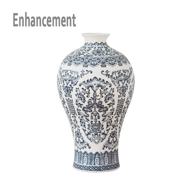 Blue and White Ceramic Vase Design Porcelain Flower Bat Pattern Vase Handmade  Home Decoration Jingdezhen Flower Vases 5