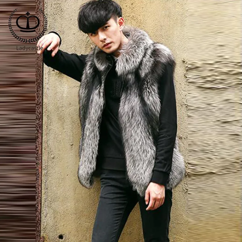 Ruban La Manteau Fox Hiver Outwear 031 Renard Hommes Véritable Naturel Mode Gilet Fourrure Fox Mâle Red sliver Peau Vraie Fm De L'ensemble Réel Vestes Nouvelle gYy76bf