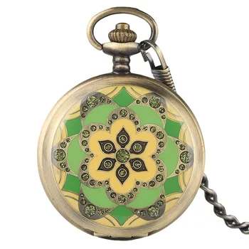 

Steampunk Skeleton Mechanical Hand Winding Pocket Watch Bronze Exquisite Chain Vintage Fob Clock for Women Mens Gift