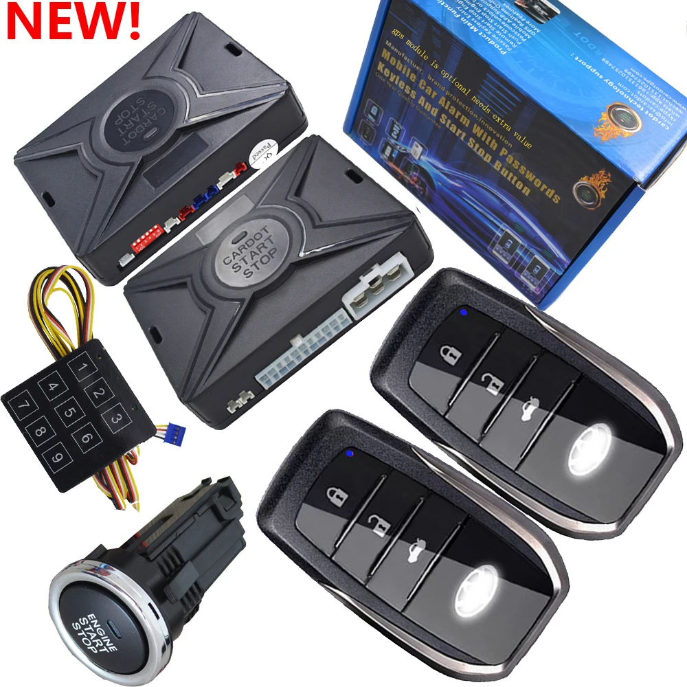 pke smart key ignition start stop button car security alarm system