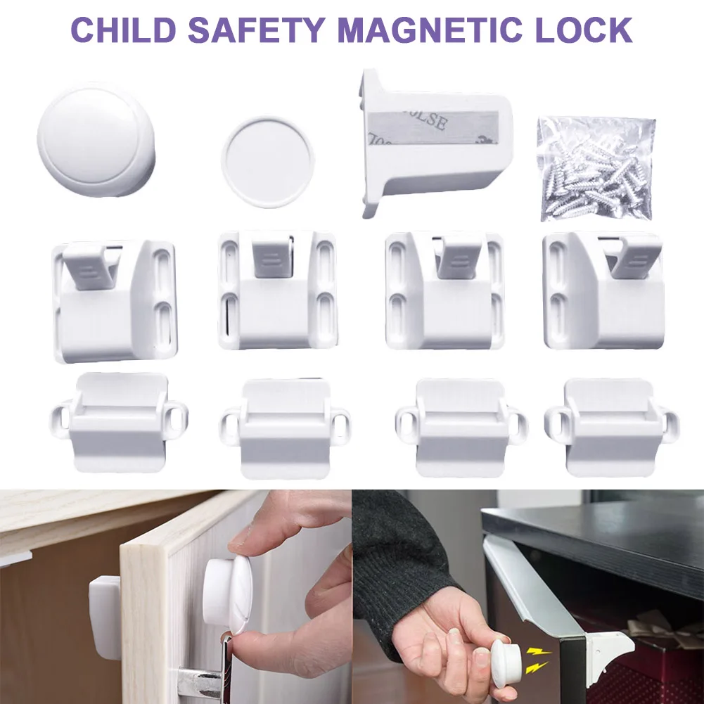 

Newest Magnetic Lock Set Child Baby Safety Protection Security Invisible For Cabinet Door Drawer