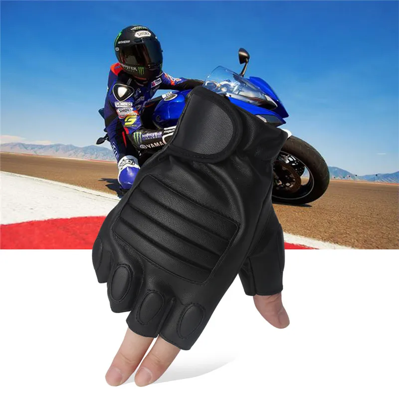 Летние мотоциклетные перчатки, кожаные перчатки на пол пальца, анти-столкновения, регулируемые перчатки на липучке для мотокросса, перчатки для гонок, езды на велосипеде