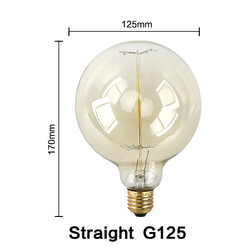 10 шт./лот, Ретро стиль, Ретро стиль, лампа накаливания Эдисона, 220 В, люстра, Подвесная лампа, светильник E27, лампа накаливания Эдисона, лампа накаливания, светильник - Цвет: G125 Straight