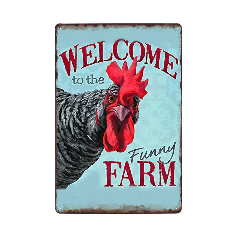 Цыпленок знак винтажные металлические жестяные вывески магазин ферма плакат ретро животное фермерский дом Декор доска 30x20 см - Цвет: 68053