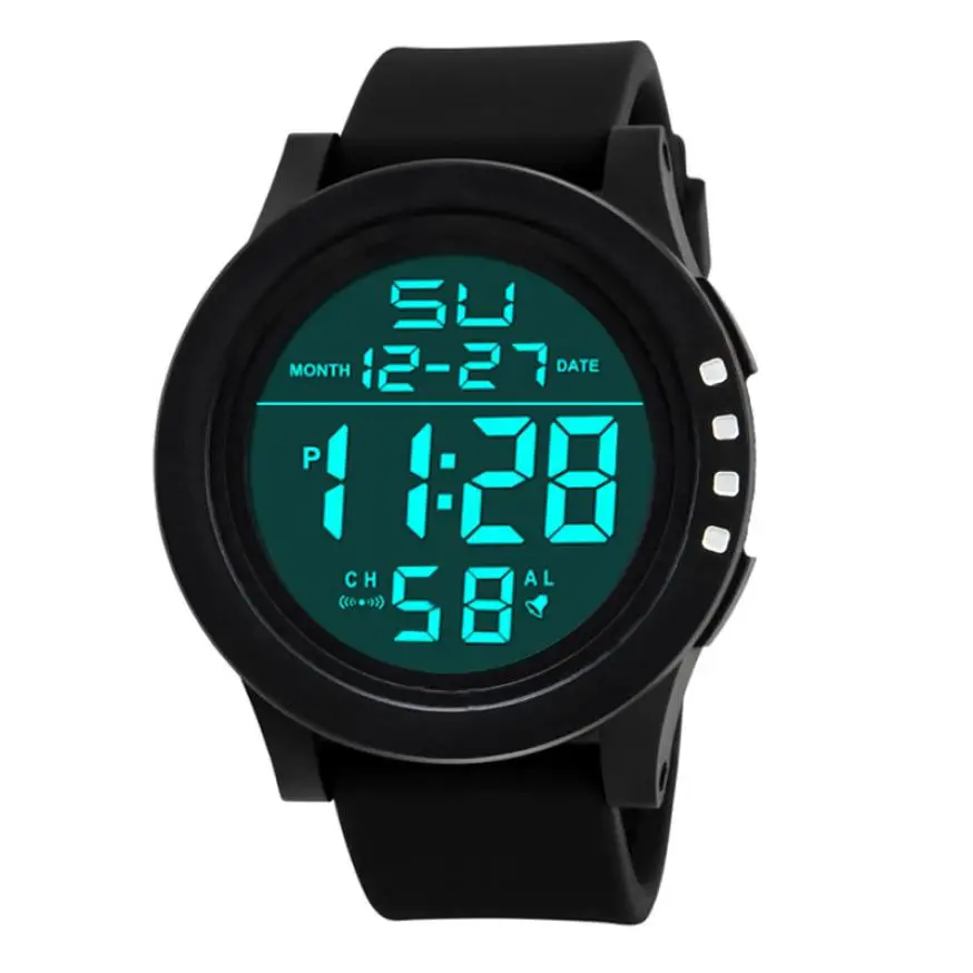 

HONHX Waterproof Clock Sport Watches Men's Rubber LED Digital Wrist Watch Men Top Brand Silicone Outdoor Military Watch#Zer