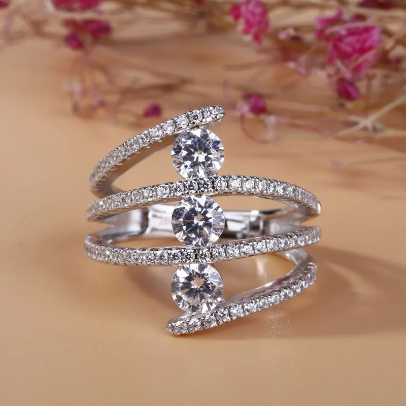

New 3 Round Diamond Ring 14K Gold Wrapped AAA Zircon Engagement Peridot Gemstone Bizuteria Anillos De Jewelry Rings for Women
