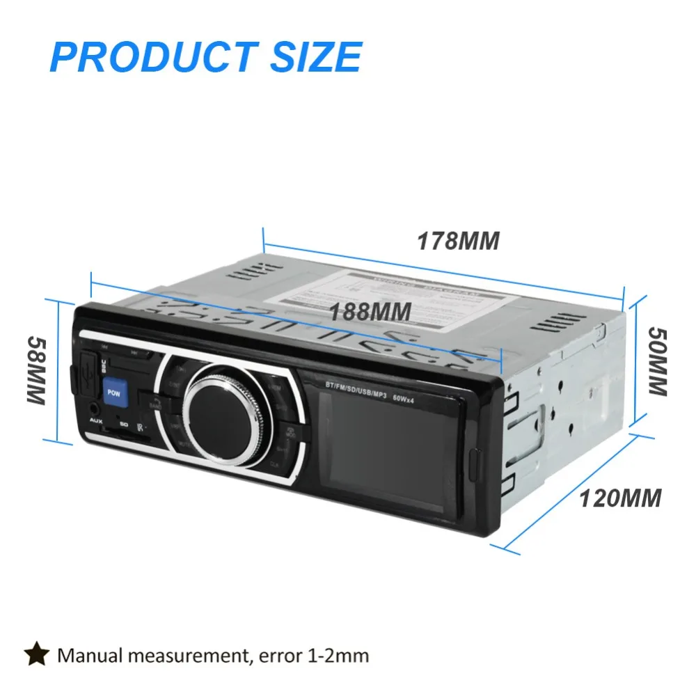 12/24V автомобиль радио Bluetooth 1 din автомобильный стерео плеер телефон AUX-IN MP3 FM/USB/Радио пульт дистанционного управления controlCar MP3 плеер