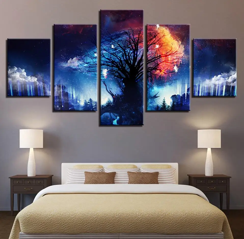 

5 Pieces Modern Canvas Painting Framework HD Printed Office Wall Art Pictures Natural Scenery Poster Decoration Home Living Roo