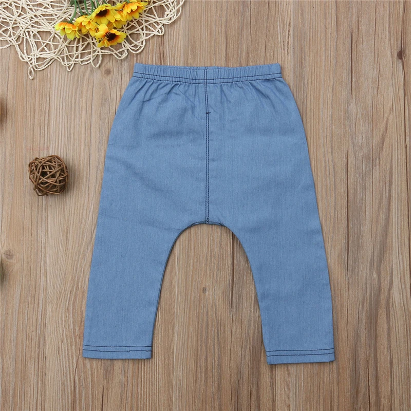 От 0 до 3 лет Детская одежда для маленьких мальчиков и девочек джинсовые Костюмы длинные штаны детские штаны