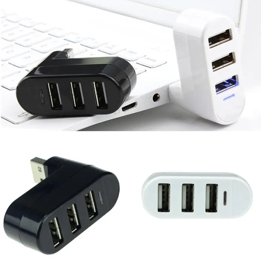 Фабричная цена 3 портовый КОНЦЕНТРАТОР USB 2 0 Мини Поворотный сплиттер адаптер для