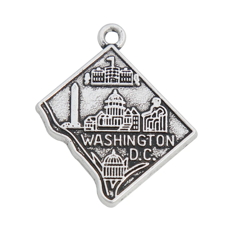 RAINXTAR модный винтажный сплав Washington D.C. Карта амулеты 22*26 мм 50 шт AAC1592 | Украшения и