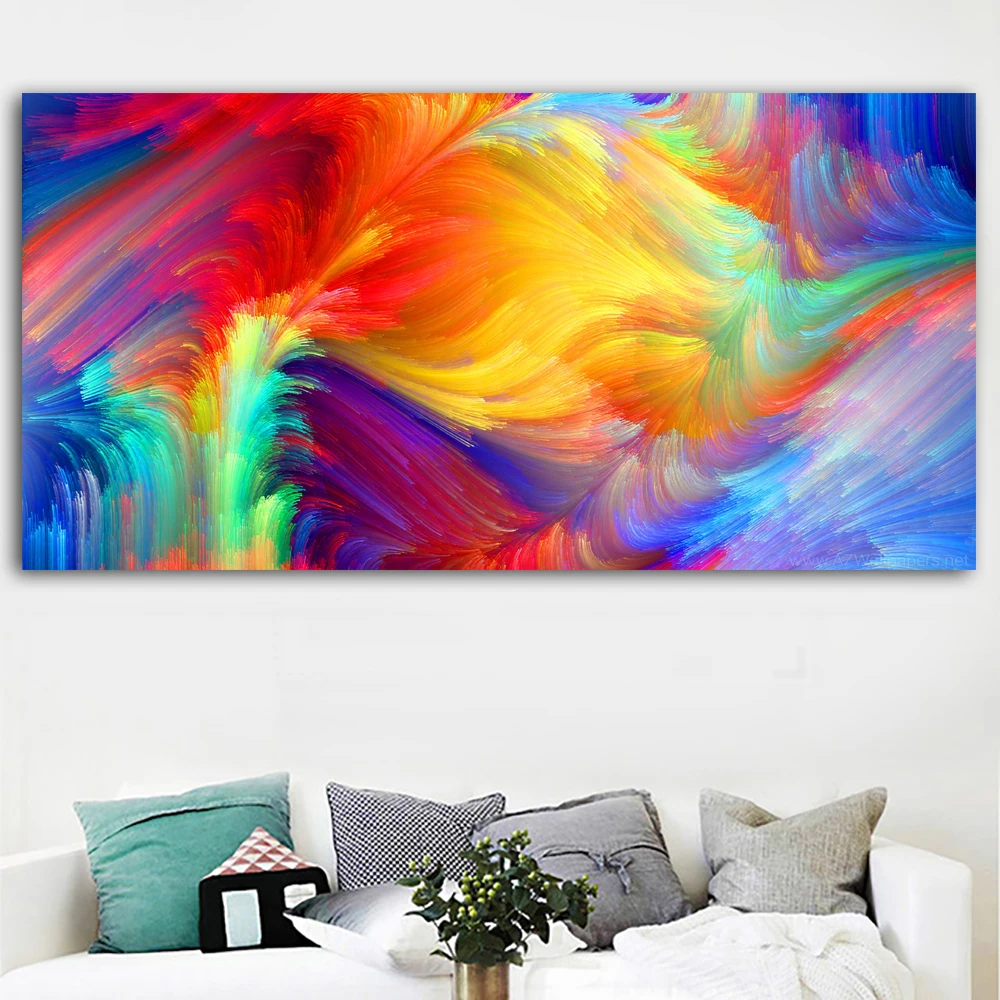

HD Abstract Art Colorful Feather Wall Pictures for Living Room Print Painting On Canvas Wall Art Home Decor Living Room