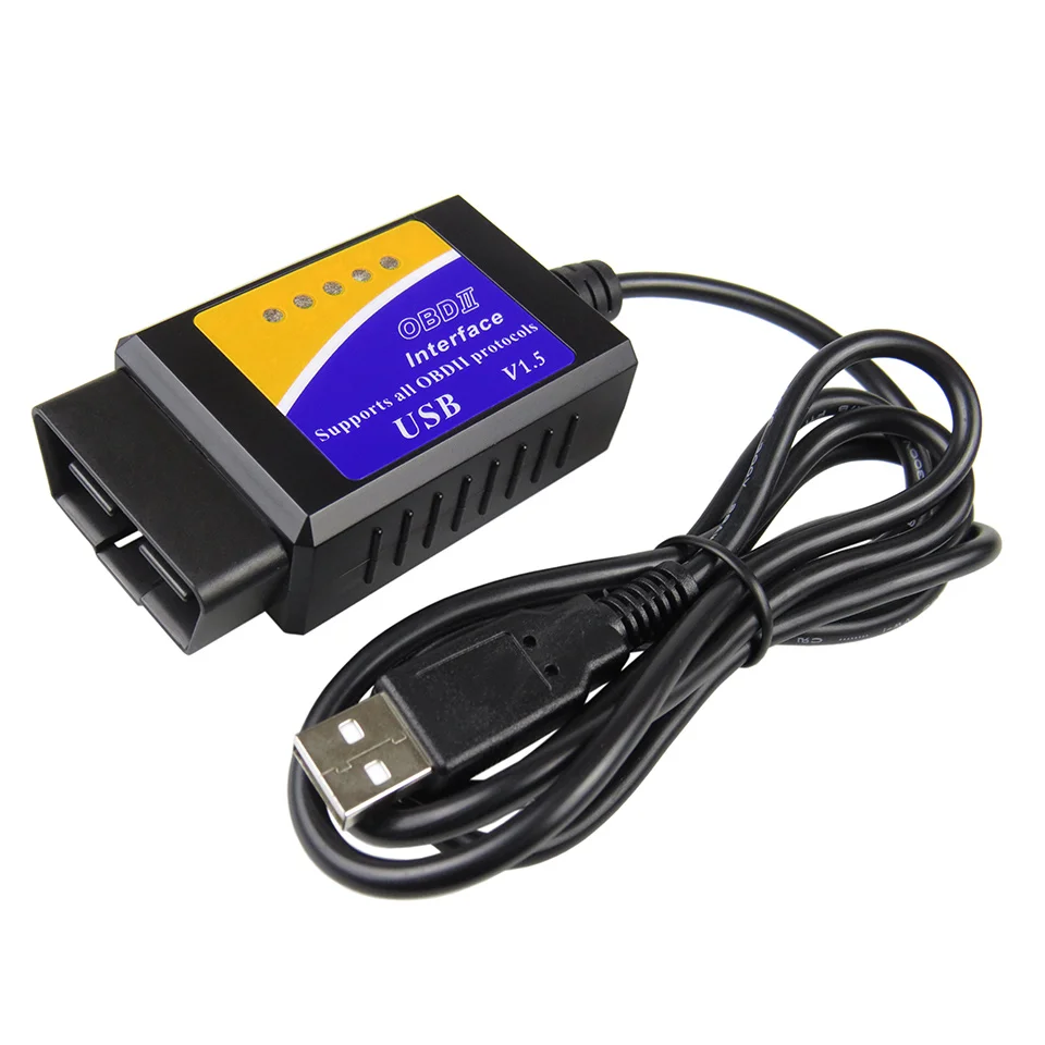 ELM327 USB V1.5 OBD2 автоматический диагностический сканер ELM 327 USB интерфейсный адаптер поддерживает все OBD-II протоколы автомобильный диагностический инструмент