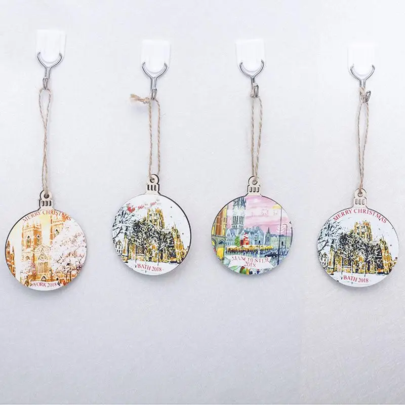 

Christmas Party Decoration Small Wooden Pendants Ornaments Christmas Closet Doors Windows Christmas Tree Decoration Hang Tag