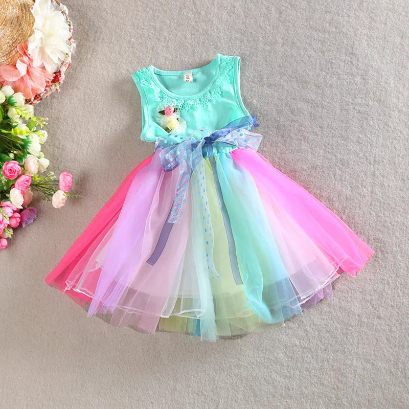 4 Colors Baby Girls Princess Design Dresses Toddlers Summer Candy Color ...