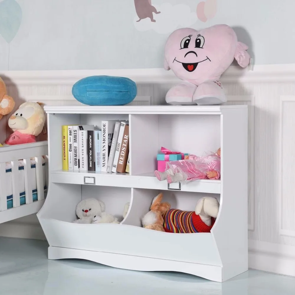 

Giantex Children Storage Unit Kids Bookshelf Modern Living Room Bookcase White Baby Toy Organizer Shelf HW57075