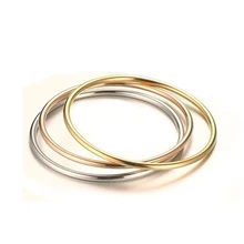 Женский простой дизайн, Круглый браслет, три цвета, качественный, нержавеющая сталь, золото, розовое золото, серебро, женский браслет